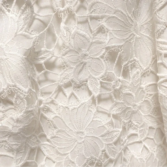 Theia NWT One of a kind White halter neck dress with lace detail Size 4 - Picture 5 of 5